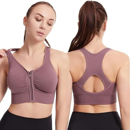 Front Zip Closure Sports Bra | Medium Impact Yoga Bras