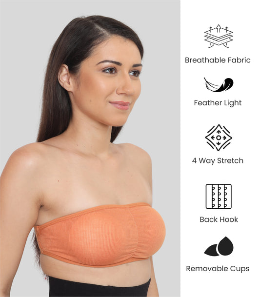 Nylon Spandex Tube Bra Padded Wire Free Strapless Seamless Stretchable Bra
