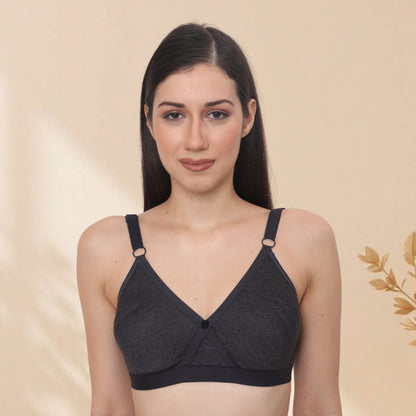 Soft Poly Cotton Non-Padded Wirefree Everyday T-Shirt Bra with Adjustable Straps