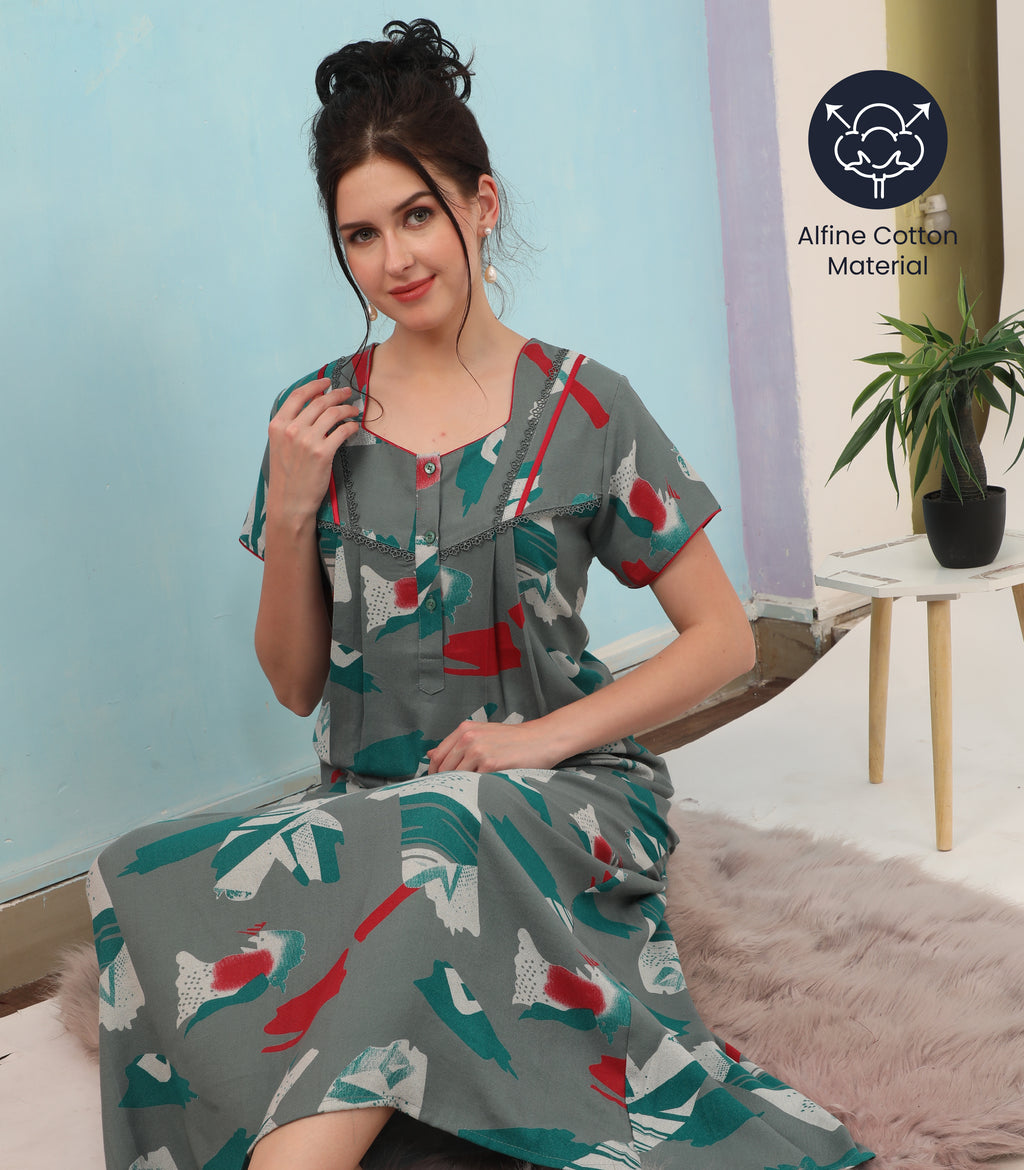 Printed Full-Length Night Gown