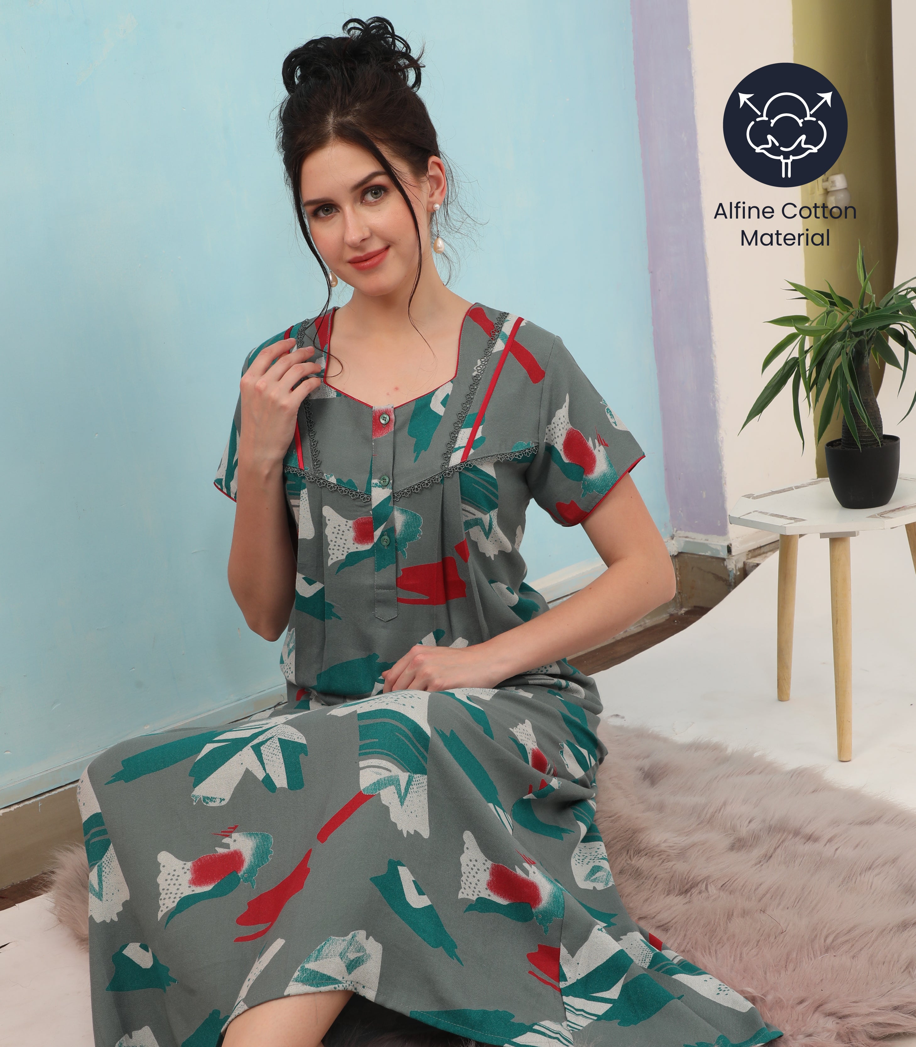 Printed Full-Length Night Gown