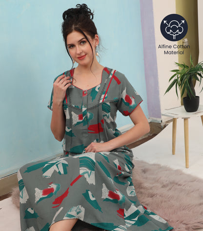 Printed Full-Length Night Gown