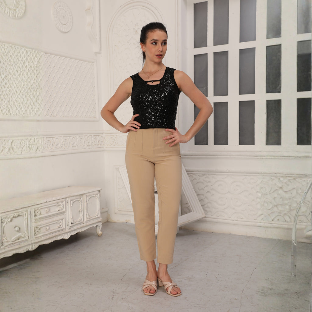 Glamoras Women Sleeveless Sequin Cami Top