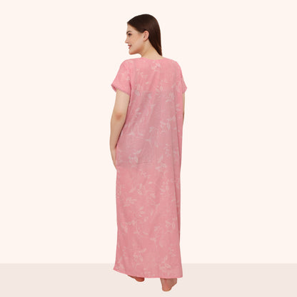 Floral Print Full Length Night Gown