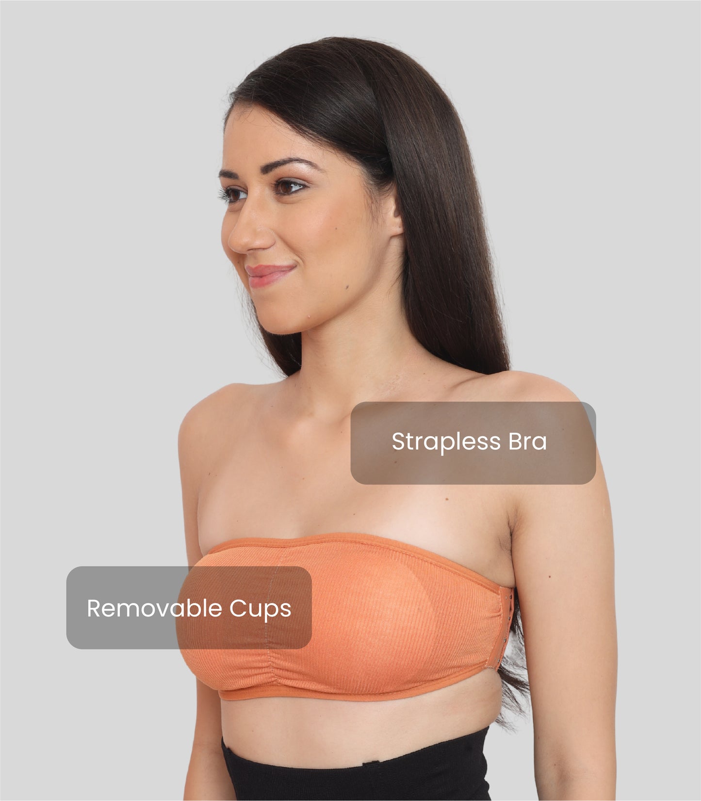 Nylon Spandex Tube Bra Padded Wire Free Strapless Seamless Stretchable Bra
