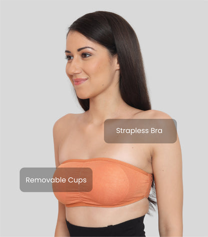 Nylon Spandex Tube Bra Padded Wire Free Strapless Seamless Stretchable Bra
