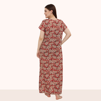 Floral Print Full Length Night Gown