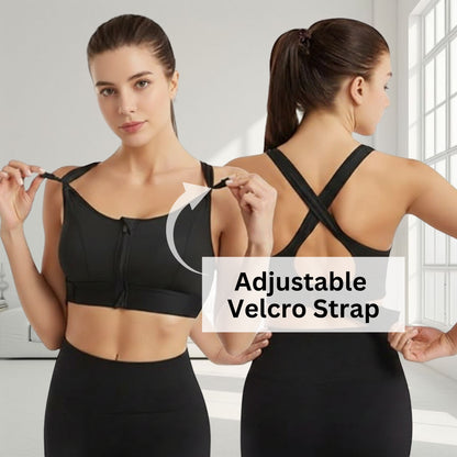Front Zip Closure Sports Bra | High Support Fit