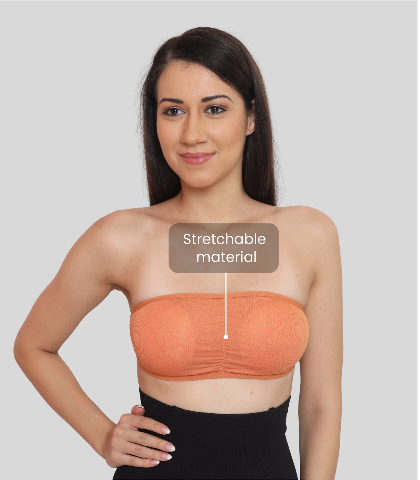 Nylon Spandex Tube Bra Padded Wire Free Strapless Seamless Stretchable Bra