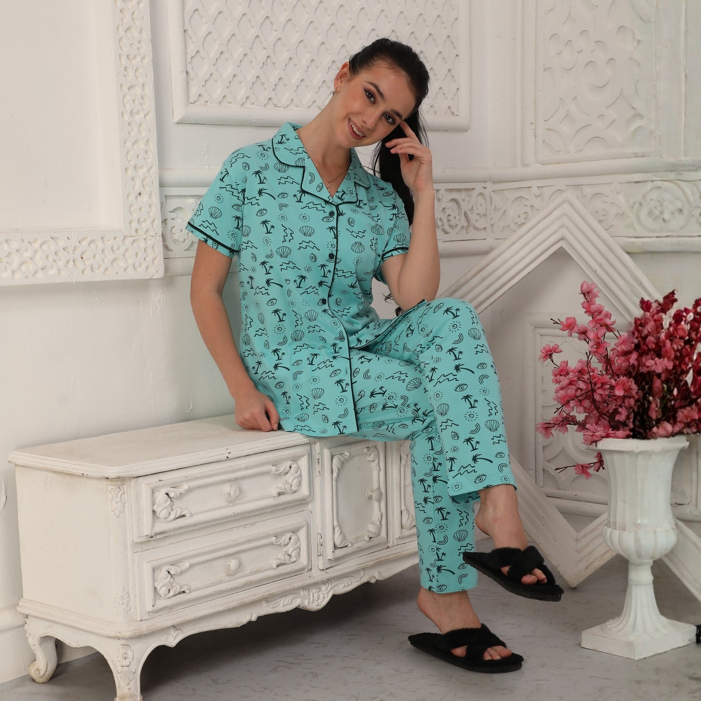 Printed Full Length Night Gown