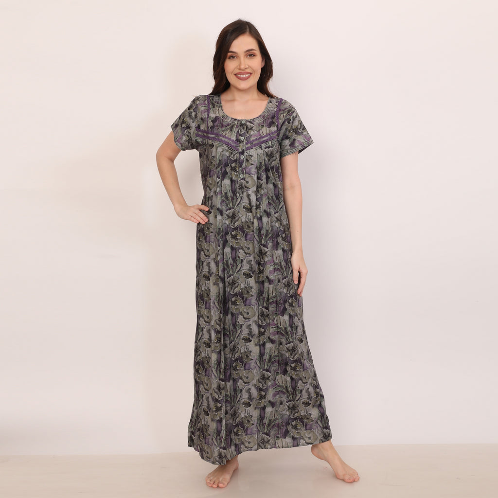 Printed Full Length Night Gown