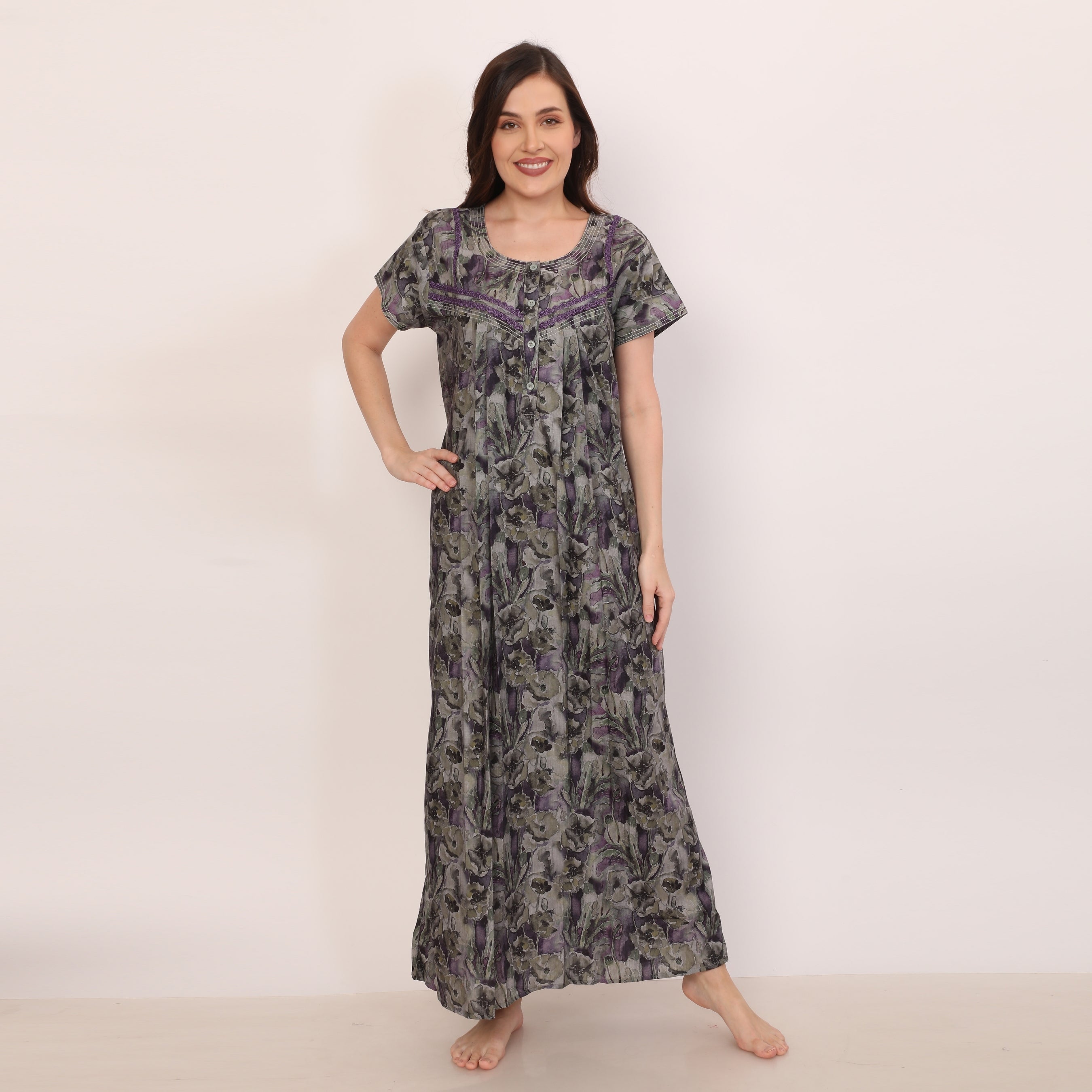 Printed Full Length Night Gown