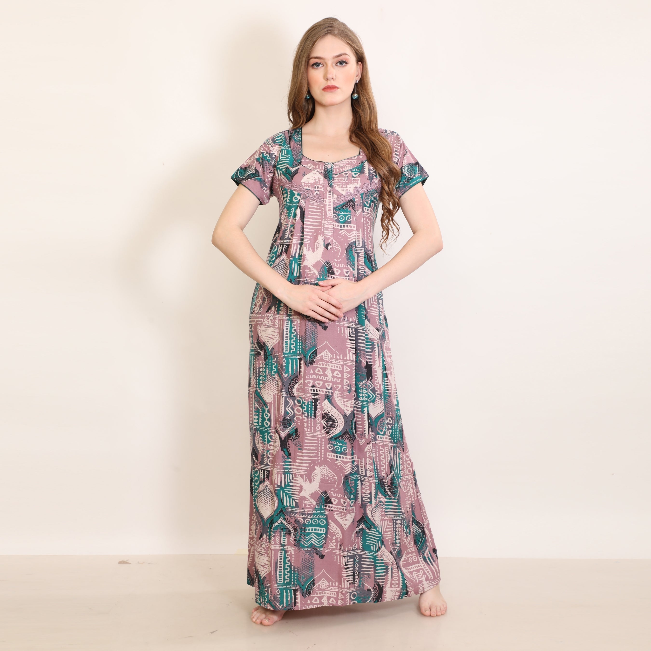 Printed Full-Length Night Gown