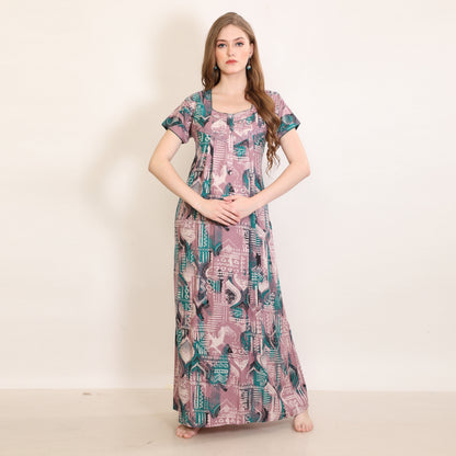 Printed Full-Length Night Gown