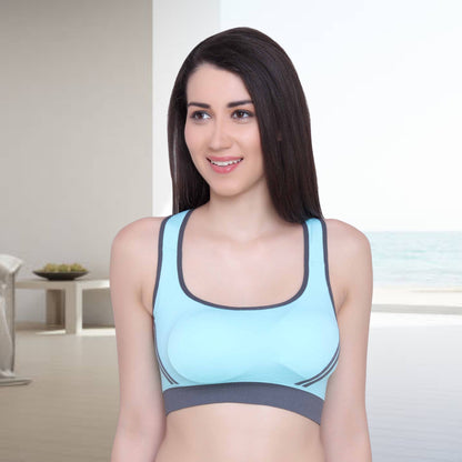 Women Nylon Spandex Padded Seamless Medium Impact Sports Bra