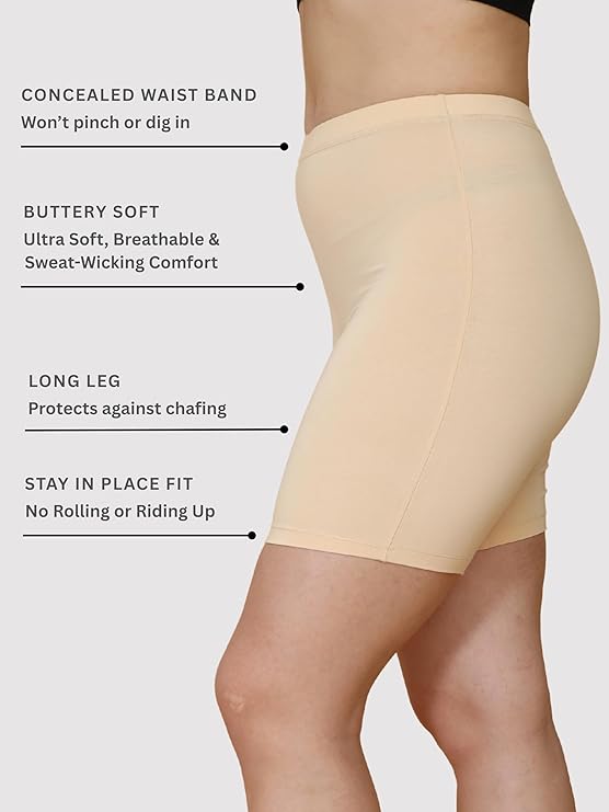 Women & Girls Bamboo, Spandex High Coverage Shorts, Pack of 2