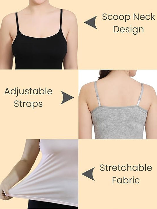 Women Rayon Spandex Padded Camisole with Built-in Bra Shelf