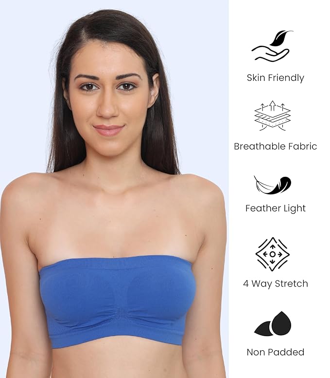 Seamless, Strapless, Full Coverage, Non-Wired Tube Bra for Backless Dress