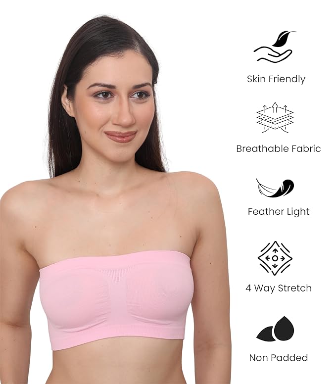 Seamless, Strapless, Full Coverage, Non-Wired Tube Bra for Backless Dress