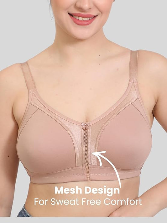 Minimizer Everyday Bra-Pack of 2 Bra(BEIGE-SKY BLUE)