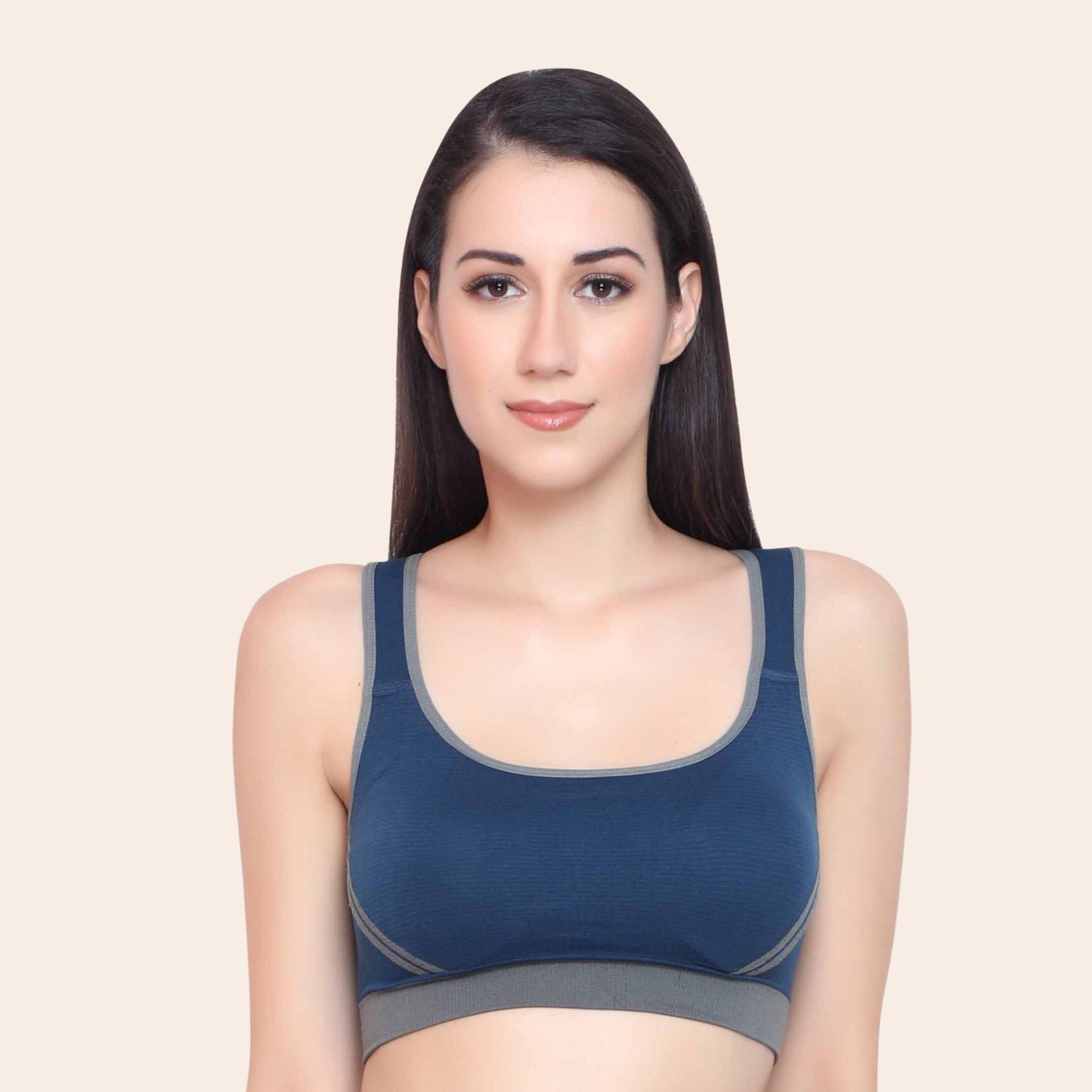 Women Nylon Spandex Padded Seamless Medium Impact Sports Bra