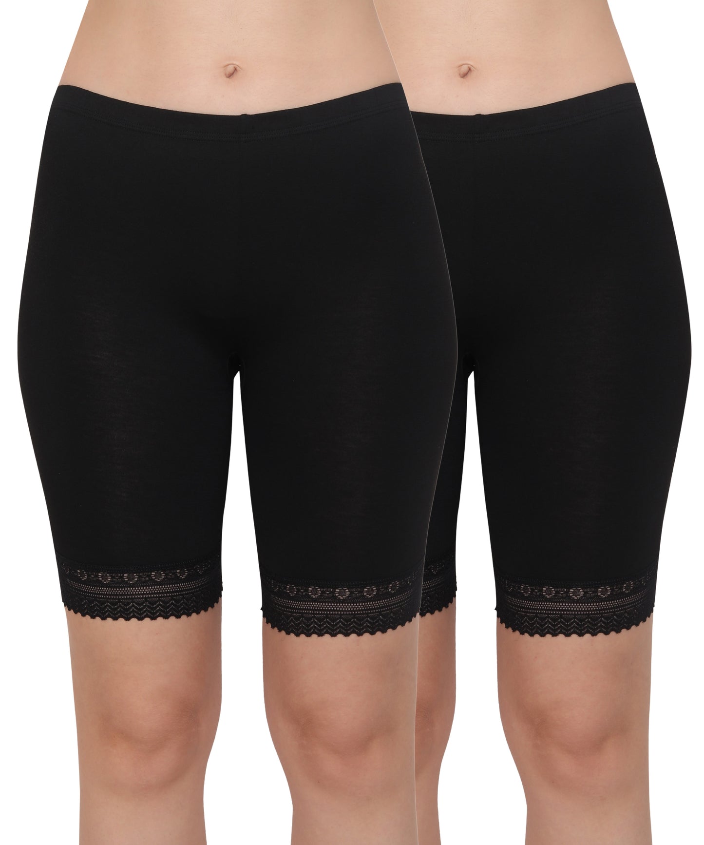 Bamboo Spandex Mid Rise Under Skirt Under Dress Shorts, Pack of 2