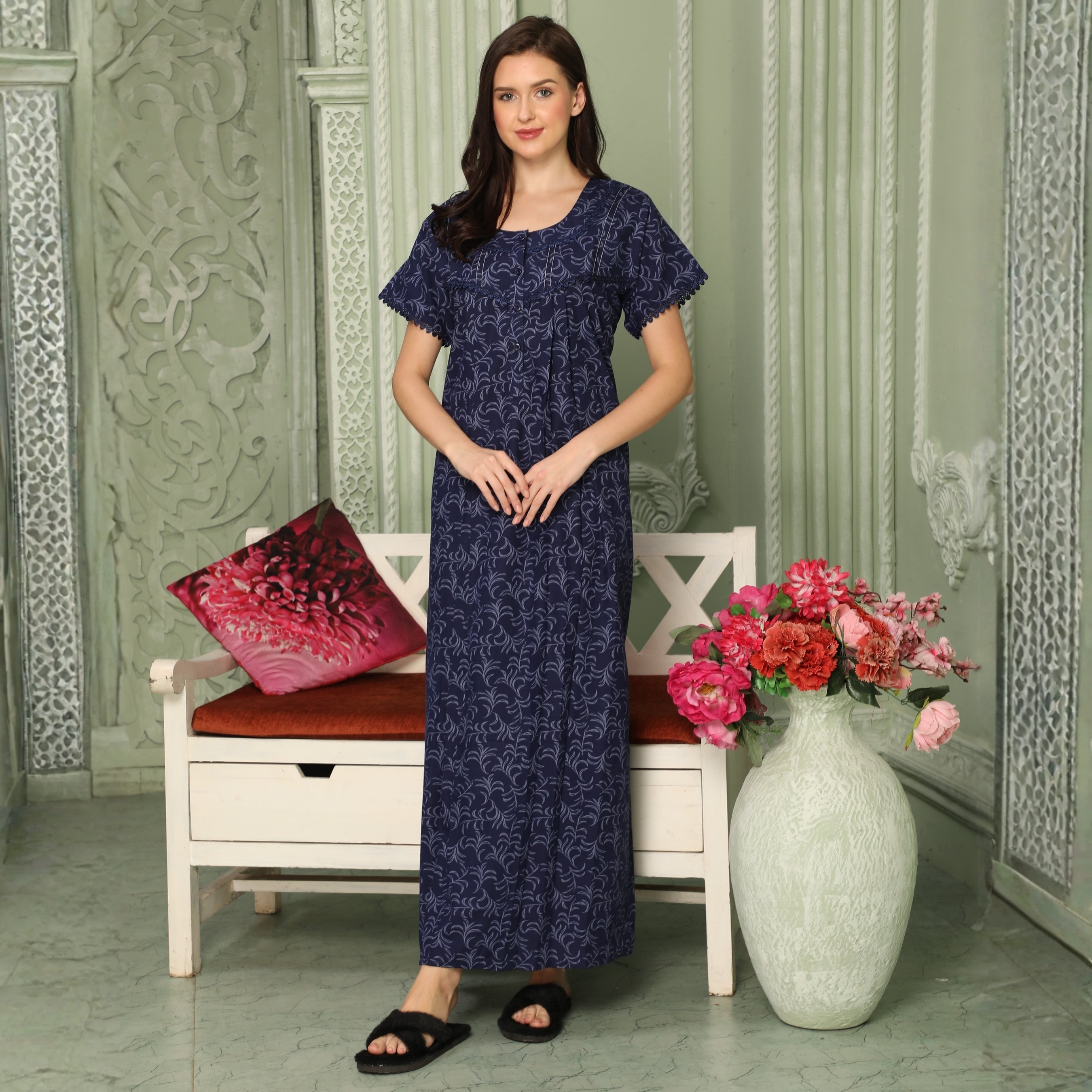 Printed Full Length Night Gown