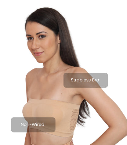 Seamless, Strapless, Full Coverage, Non-Wired Tube Bra