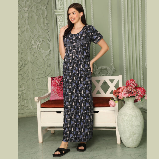 Printed Full Length Night Gown