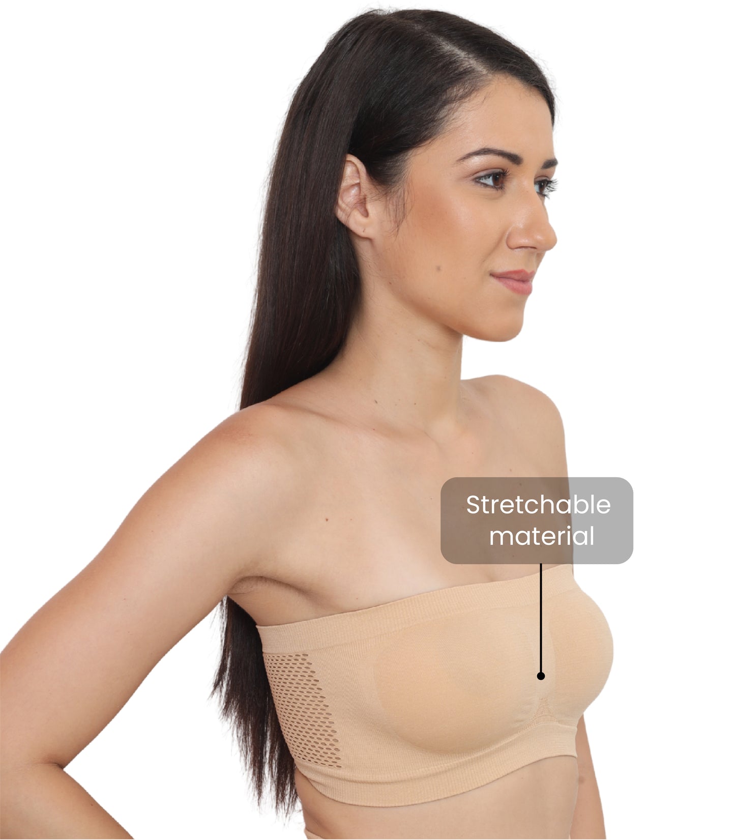 Seamless, Strapless, Full Coverage, Non-Wired Tube Bra
