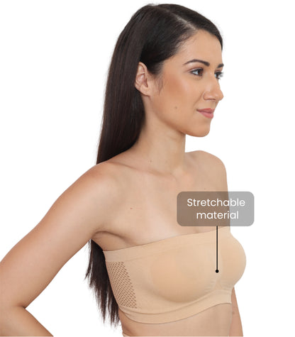 Seamless, Strapless, Full Coverage, Non-Wired Tube Bra