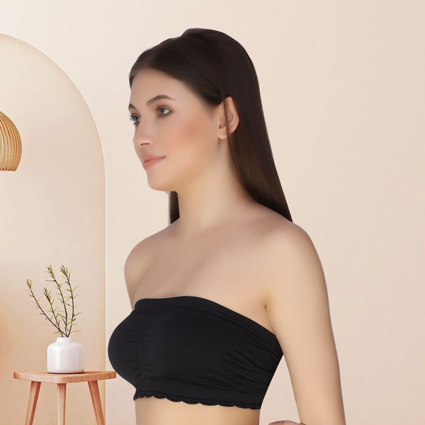 Padded Wire Free Stretchable Seamless Strapless Breathable Pull On Bralette Bras