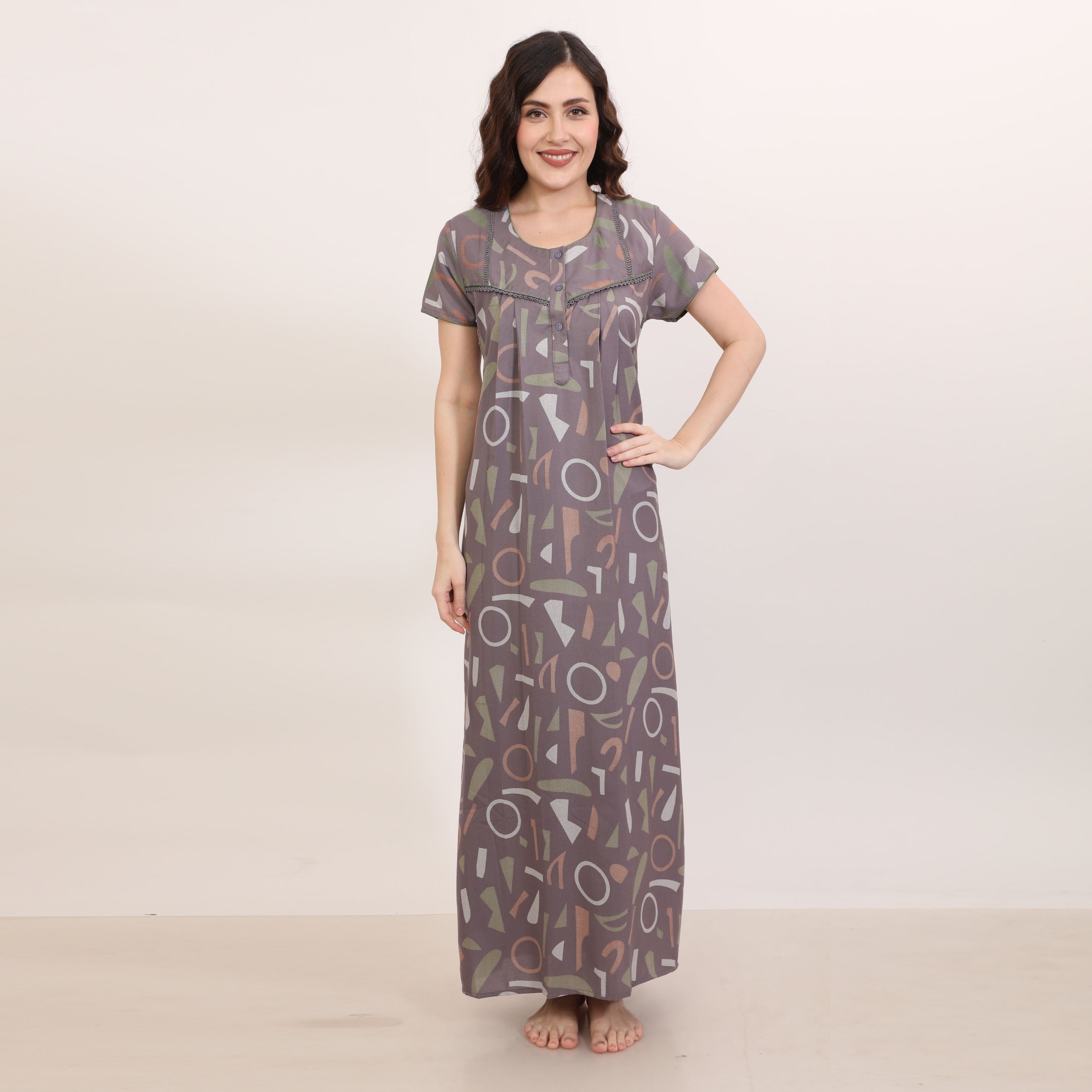 Printed Full-Length Night Gown