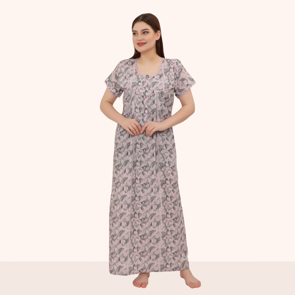 Printed Full Length Night Gown