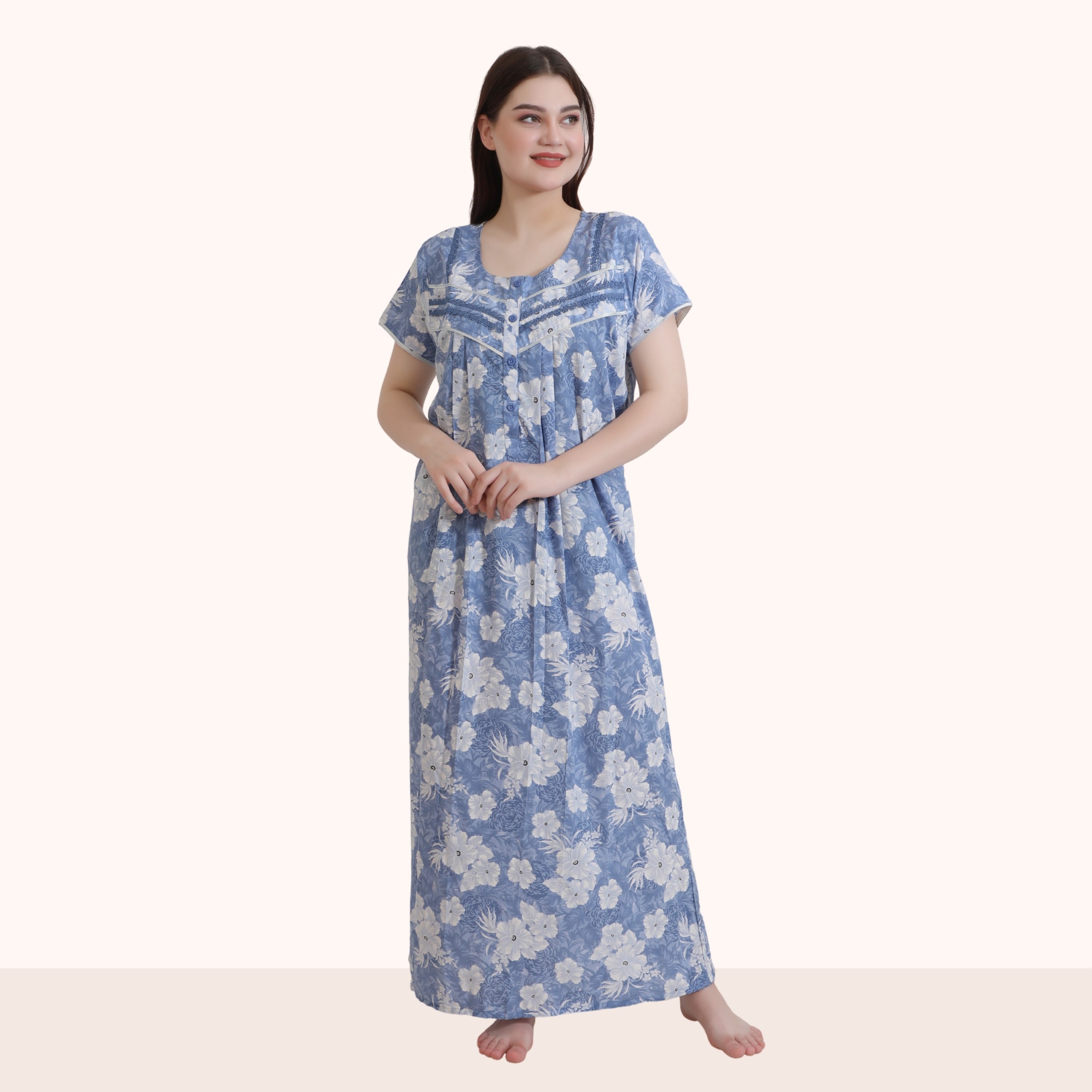 Floral Print Full Length Night Gown