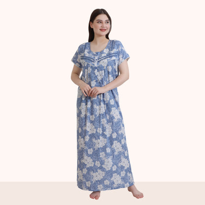 Floral Print Full Length Night Gown