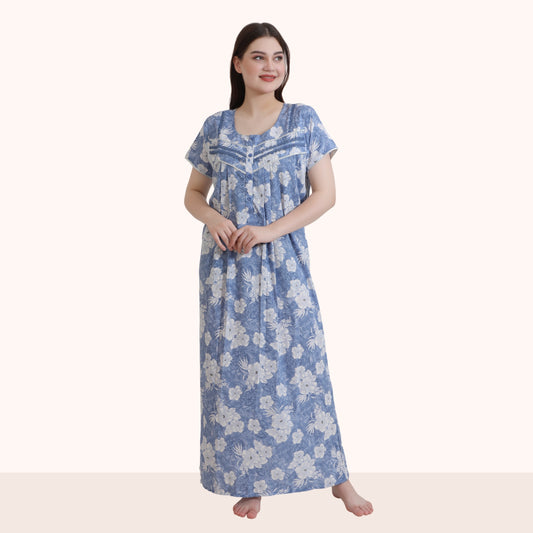 Floral Print Full Length Night Gown