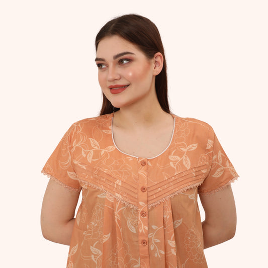 Floral Print Full Length Night Gown