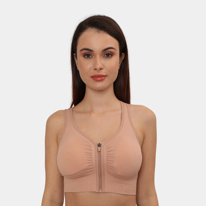 Front Zip Closure Sports Bra | Medium Impact Yoga Bras