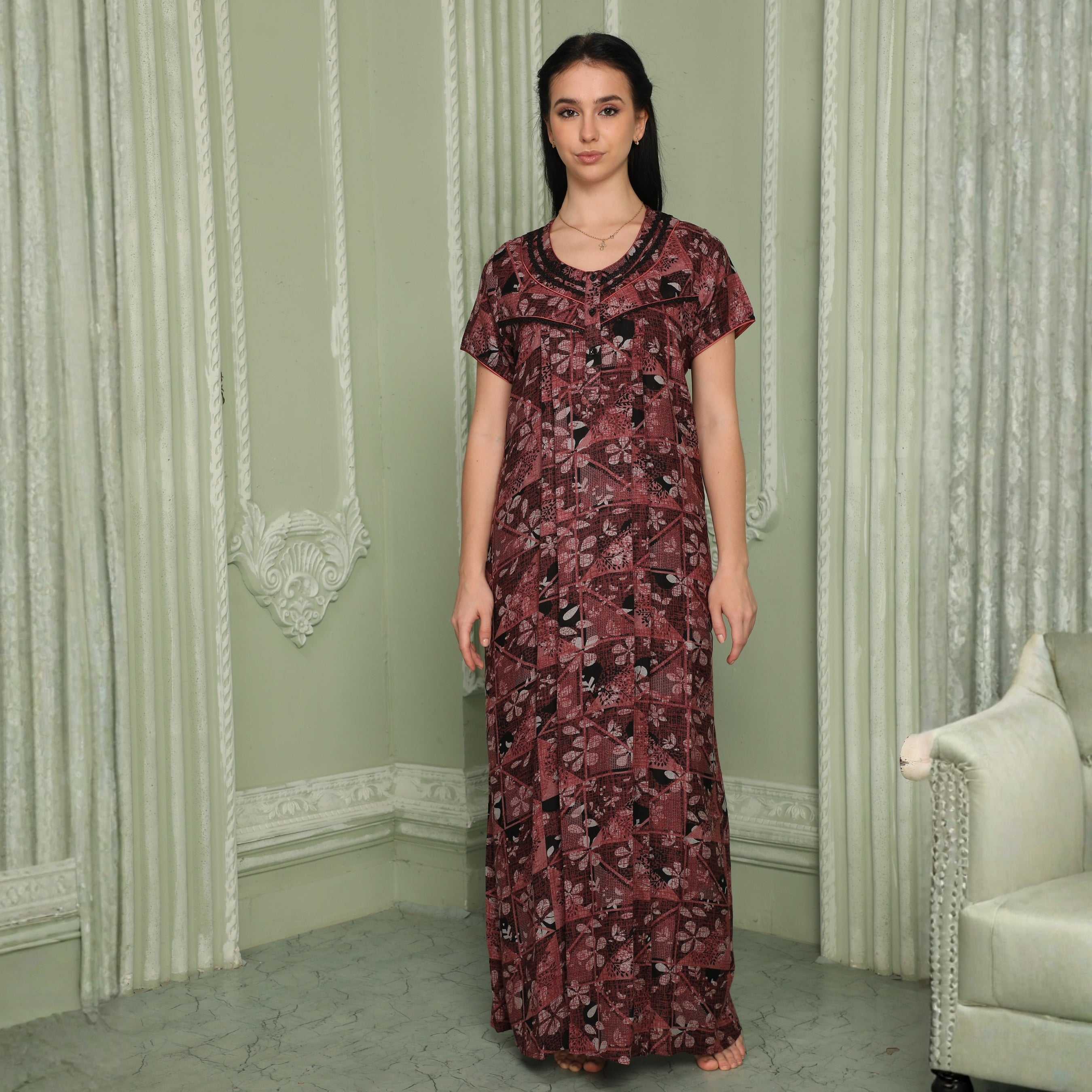 Printed Full-Length Night Gown
