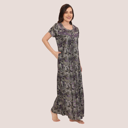 Printed Full Length Night Gown