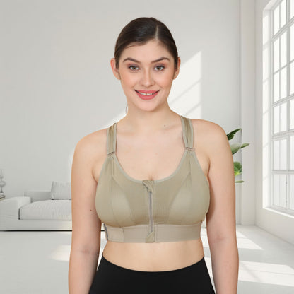 Front Zip Closure Sports Bra | High Support Fit