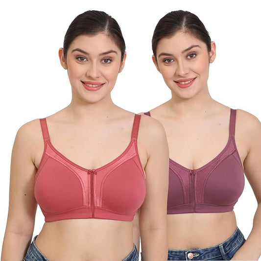 Minimizer Everyday Bra-Pack of 2 Bra(PEACHY ORANGE-SOFT PLUM)