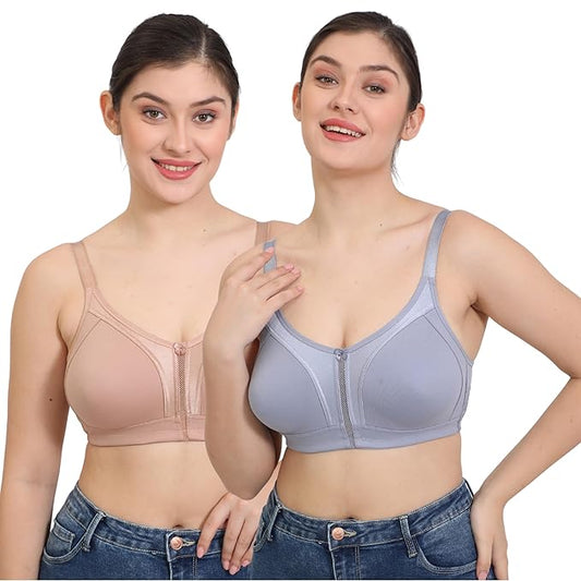 Minimizer Everyday Bra-Pack of 2 Bra(BEIGE-SKY BLUE)