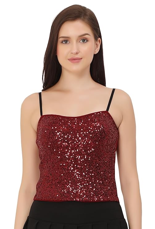 Sleeveless Adjustable Sequin Cami Top