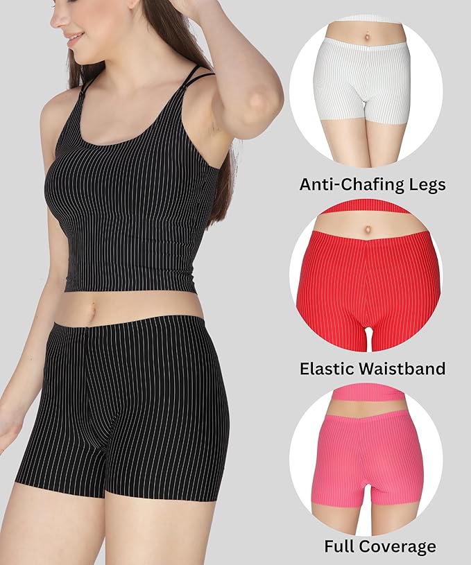 Nylon Striped Boyshort Panties – Pack of 2 Full Coverage