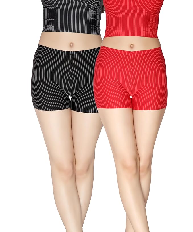 Nylon Striped Boyshort Panties – Pack of 2 Full Coverage