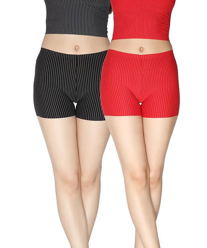 Nylon Striped Boyshort Panties – Pack of 2 Full Coverage