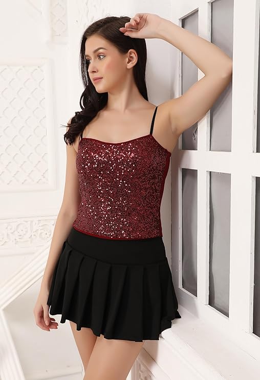 Sleeveless Adjustable Sequin Cami Top