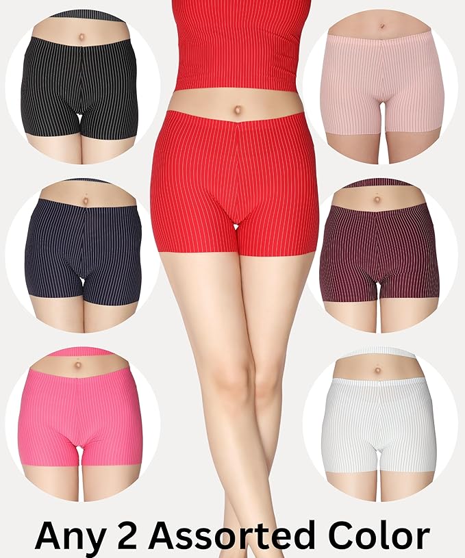 Nylon Striped Boyshort Panties – Pack of 2 Full Coverage